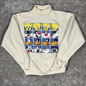 Vintage Looney Tunes Big Graphic 90s Turtleneck Sweatshirt Size Large Streetwear